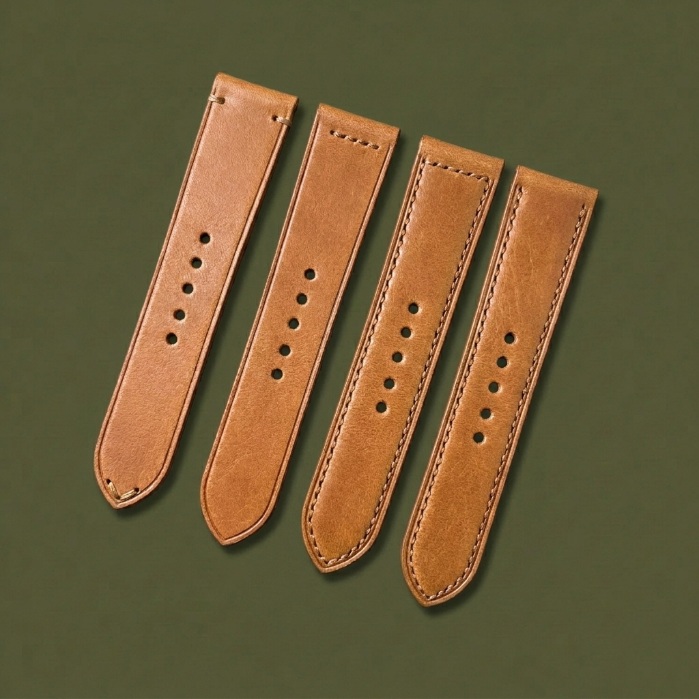 Vintage Tan Crazyhorse Leather Watch Strap foto 3
